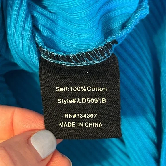 Anthropologie Line + Dot Willow One-Shoulder Dress Capri Blue Size Medium - Picture 7 of 9